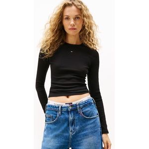 Tommy Jeans Langarmshirt »TJW SLIM ESSENTIAL RIB LS«, mit Logostickerei