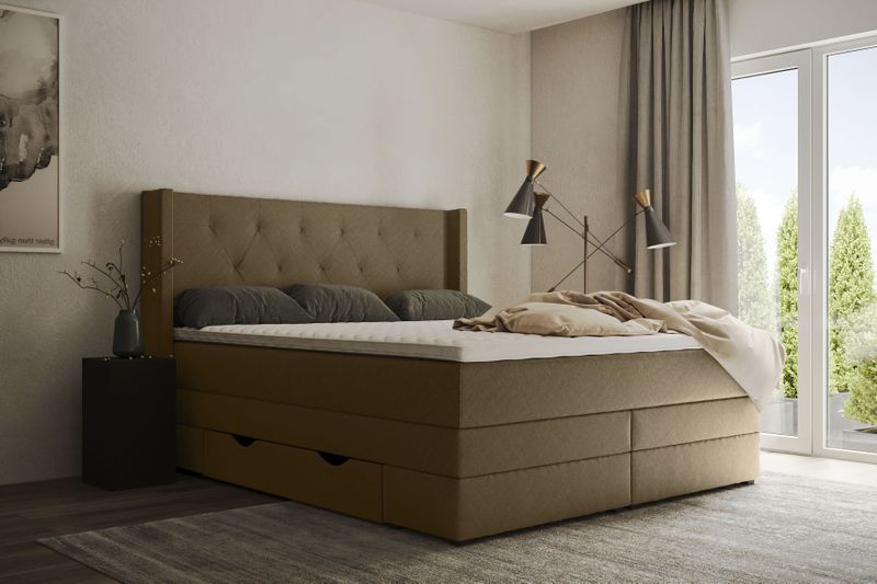 Places of Style Boxspringbett »Elegance«, mit schöner Knopfheftung, in den Härtegraden H2 & H3, inkl. Schubladen