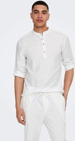 ONLY & SONS Langarmhemd »ONSCAIDEN LS HALFPLACKT LINEN SHIRT«