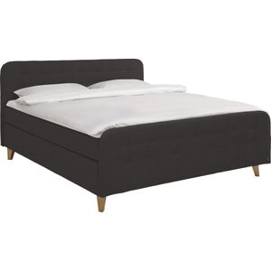 TOM TAILOR HOME Boxspringbett »NORDIC BOX«, mit Knopfheftung im Kopfteil und Fußteil, Füße in Buche natur