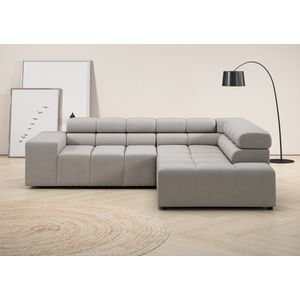 INOSIGN Ecksofa »Ancona, incl. Kopfteilverstellung + 3 Zierkissen, L-Form, bequem«, wahlweise motorische Sitztiefenverstellung, B/T(H: 249/215/70 cm