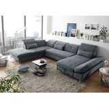 ED EXCITING DESIGN Wohnlandschaft »Melfi U-Form«, mit Bettfunktion, Bettkasten, Nierenkissen, frei im Raum stellbar