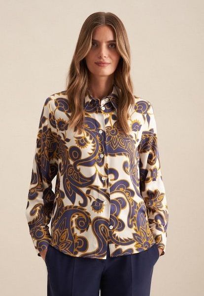 seidensticker Hemdbluse »Schwarze Rose«, Langarm Kragen Paisley