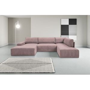 WERK2 Wohnlandschaft »Rotterdam-U, U-Form«, Design Wohnlandschaft in Cord mit Schlaffunktion & Bettkasten