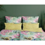 hip Wendebettwäsche »XABINE«, Mako-Satin, 135x200, Reißverschluss, Wende, Mandala,Vogel Blumen, Grün