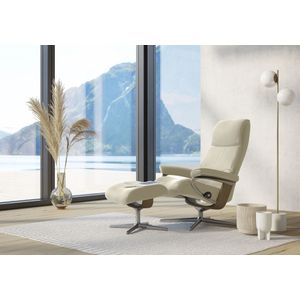 Stressless® Relaxsessel »View«, (Set, Relaxsessel mit Hocker), mit Hocker, mit Cross Base, Größe S, M & L, Holzakzent Eiche