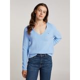 Tommy Hilfiger Strickpullover »CO CARDI STITCH V-NK LS«, mit Logostickerei
