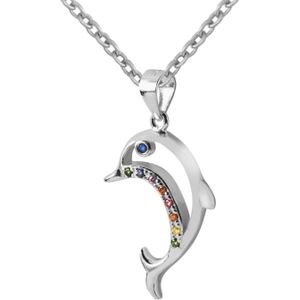 Firetti Kette mit Anhänger »Schmuck Geschenk Silber 925 Halsschmuck Halskette Ankerkette Delfin«, Made in Germany - mit Zirkonia (synth.)