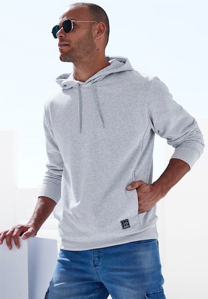 John Devin Hoodie, Langarm, Sweatshirt mit Rundhals und Kapuze, Baumwollmischung