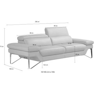 Egoitaliano 2,5-Sitzer »Princess, Designsofa und super bequem, tolle Detailverarbeitung«, inkl. verstellbarer Kopfteile