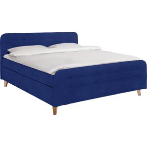 TOM TAILOR HOME Boxspringbett »NORDIC BOX«, mit Knopfheftung im Kopfteil und Fußteil, Füße in Buche natur