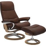 Stressless® Relaxsessel »View«, (Set, Relaxsessel mit Hocker), mit Signature Base, Größe S,Gestell Eiche