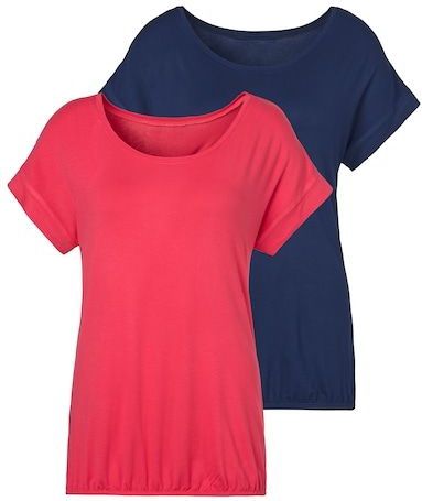 Vivance Kurzarmshirt »mit Gummizug im Bund«, (2er-Pack), aus weichem Viskose-Stretch