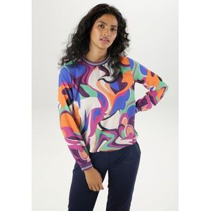 Aniston SELECTED Shirtbluse, mit farbenfrohem Print und Streifen auf den Bündchen