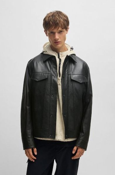 BOSS ORANGE Lederjacke »Jocruz«, mit Druckknopfleiste