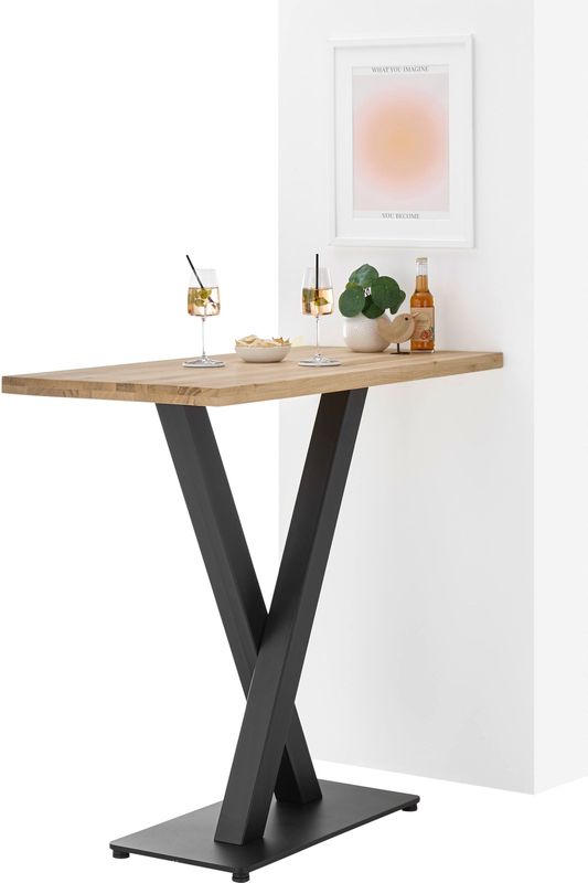 Stolkom Bartisch »Duke Eiche Massivholz geölt, Hochtisch BxHxT 120x104x60 cm«, Gerade Kante, Eiche Massivholz geölt durchgehende Lamelle