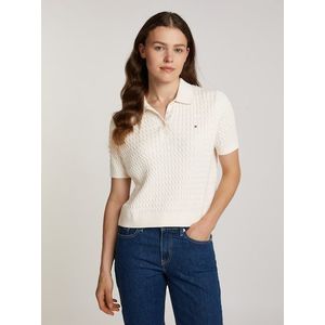 Tommy Hilfiger Polokragenpullover »CO CABLE POLO SWEATER SS«, mit Zopfmuster