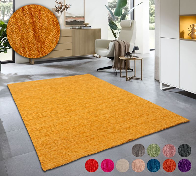my home Wollteppich »Karchau«, rechteckig, 13 mm Höhe, Handweb Teppich, meliert, reine Wolle, handgewebt, brilliante Farben