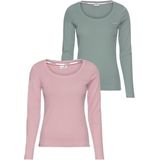 KangaROOS Langarmshirt, (Packung, 2 tlg., 2er-Pack), Langarm, unifarben oder meliert, Rundhalsausschnitt
