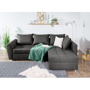 COLLECTION AB Ecksofa »JANA«, Ecksofa,Bettfunktion,Bettkasten,Bonnelfederkern,Rückenkissen