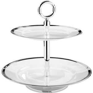 Fink Etagere »PLATINUM«, (1 tlg.), Servierplatte mit Platinumrand, mit 2 Etagen, Höhe ca. 26 cm