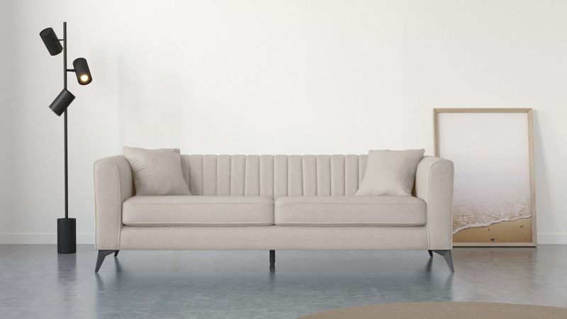 Places of Style 4-Sitzer »MATTHEW elegantes Designsofa, Maße B/T/H: 231/86/74 cm«, XXL, Steppung im Rücken, lose Sitzkissen, incl 2. Zierkissen