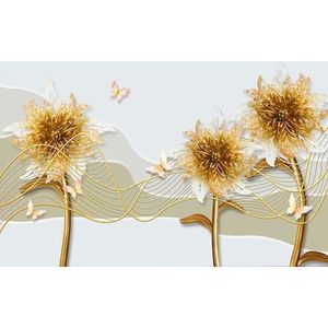 Papermoon Fototapete »Muster mit Blumen und Schmetterlingen«