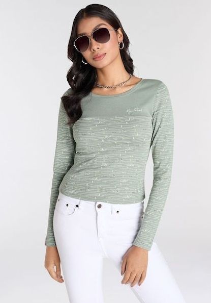KangaROOS Langarmshirt, Langarm, sehr figurbetont, aus Baumwolle