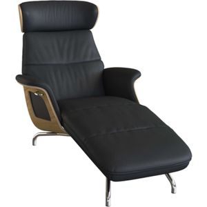 FLEXLUX Loungesessel »Clement Chaislongue, Relaxstuhl, Liegesessel,«, Rücken- & Kopfteilverstellung, Armlehne, Eiche geölt, Fuß Alu