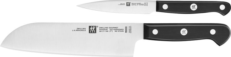 Zwilling Messer-Set »Gourmet«, (Set, 2 tlg., 1 Spick & Garniermesser 10 cm, 1 Santokumesser 18 cm), Made in Germany, FRIODUR eisgehärtete Klingen, Sonderschmelze