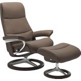 Stressless® Relaxsessel »View«, (Set, Relaxsessel mit Hocker), mit Signature Base, Größe S,Gestell Wenge