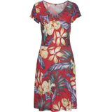LASCANA Sommerkleid, mit V-Ausschnitt im Alloverdruck, T-Shirtkleid aus Jersey, Strandkleid