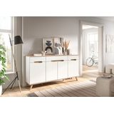 Home affaire Sideboard »Alesund, Breite 185 cm, 4 Türen, 1 Schubkasten, konischer Fuß«, Scandi-Look, Anrichte, Schrank, Kommode, Wohnmöbel, Wohnzimmer