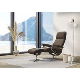 Stressless® Relaxsessel »View«, (Set, Relaxsessel mit Hocker), mit Hocker, mit Cross Base, Größe S, M & L, Holzakzent Wenge
