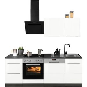 KOCHSTATION Küchenzeile »KS-Brindisi«, Breite 220 cm, wahlweise mit E-Geräten, mit MDF-Fronten
