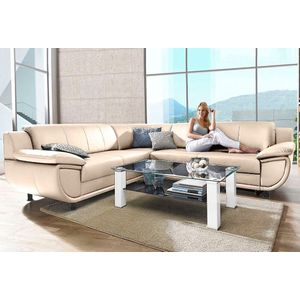 TRENDMANUFAKTUR Ecksofa »Rondo wahlweise mit Schlaffunktion, 267x247 cm (BxT), breite Armlehnen«, L-Form, wahlweise mit Federkern bestellbar, Füße schwarz