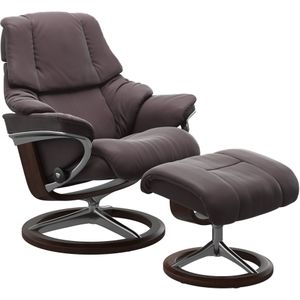 Stressless® Relaxsessel »Reno«, (Set, Relaxsessel mit Hocker), mit Hocker, mit Signature Base, Größe S, M & L, Gestell Braun