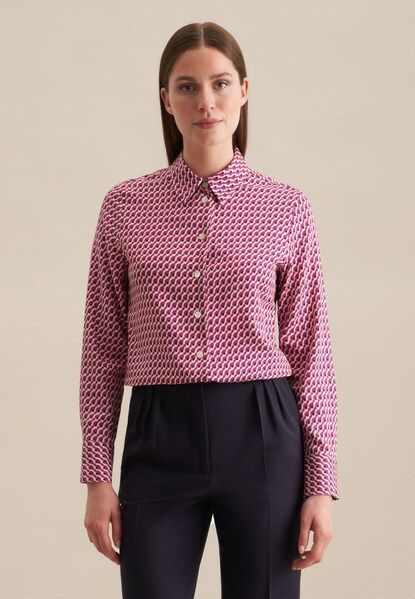 seidensticker Hemdbluse »Schwarze Rose«, Langarm Kragen Druck