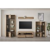INOSIGN Wohnwand »Cantara, moderne Anbauwand, Wohnzimmer-Set, in Eiche Evoke oder Weiß«, (Set), enthält zwei Vitrinen, ein Lowboard und ein Wandboard