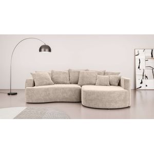 INOSIGN Ecksofa »Kahekili, Schlafsofa mit Bettkasten, Maße B/T/H: 255/181/90/ cm«, L-Form mit Wellenunterfederung, 7 Rückenkissen und 2 Zierkissen