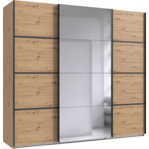 Wimex Schwebetürenschrank »Jork Kleiderschrank mit Spiegel, schwarze Metallgriffe«, Schrank in verschiedenen Größen und Innenausstattungsvarianten