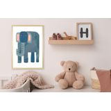 queence Bild mit Rahmen »Blauer Elefant«, Elefant-Elefanten-Elefanten Bilder-Tiere, (1 St.), HD Premium Posterdruck mit Echtholzrahmen