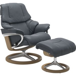 Stressless® Relaxsessel »Reno«, (Set, Relaxsessel mit Hocker), mit Hocker, mit Signature Base, Größe S, M & L, Gestell Eiche