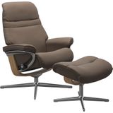 Stressless® Relaxsessel »Sunrise«, (Set, Relaxsessel mit Hocker), mit Hocker, mit Cross Base, Größe S, M & L, Holzakzent Eiche
