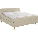 TOM TAILOR HOME Boxspringbett »NORDIC BOX«, mit Knopfheftung im Kopfteil und Fußteil, Füße in Buche natur