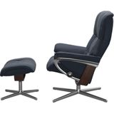 Stressless® Relaxsessel »Mayfair«, (Set, Relaxsessel mit Hocker), mit Hocker, mit Cross Base, Größe S, M & L, Holzakzent Braun