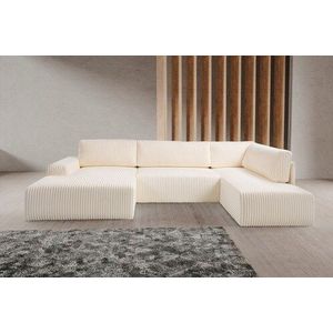 WERK2 Wohnlandschaft »Hugo-U U-Form«, Design Wohnlandschaft in Cord mit Schlaffunktion & Bettkasten