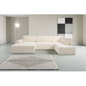 WERK2 Wohnlandschaft »Rotterdam-U U-Form«, Design Wohnlandschaft in Cord mit Schlaffunktion & Bettkasten