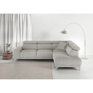 3C Candy Ecksofa »Greve Sofa immer mit manuelle Kopfteilverstellungen, modern, elegant«, wahlweise motorischer Sitzvorzug, bequem und zeitlos, L-Form