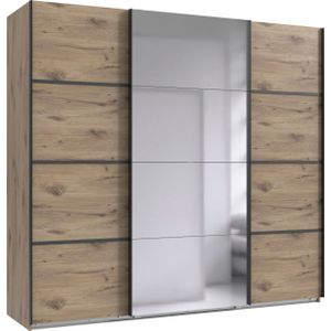 Wimex Schwebetürenschrank »Jork Kleiderschrank mit Spiegel, schwarze Metallgriffe«, Schrank in verschiedenen Größen und Innenausstattungsvarianten